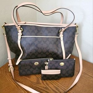 Coach Coated Signature Handbag Set